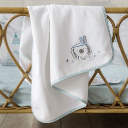 Κουβέρτα Βρεφική 4 Εποχών Little Indian White-Ciel Nima Κούνιας 110x140cm Βαμβάκι-Πολυέστερ
