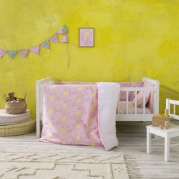 Κουβερλί Βρεφικό Giraffe Love Pink Nima 100x140cm 100% Βαμβάκι