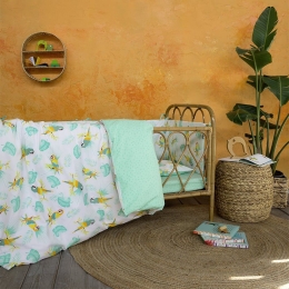 Κουβερλί Βρεφικό Macaw White-Green Nima 100x140cm 100% Βαμβάκι