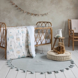 Παπλωματοθήκη Βρεφική Brillo (Σετ 2τμχ) White-Ciel Nima 110x145cm 100% Βαμβάκι