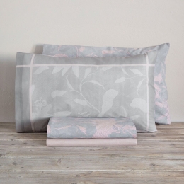 Μαξιλαροθήκες Savana (Σετ 2τμχ) Grey-Pink Nima 52 X 72 100% Βαμβάκι