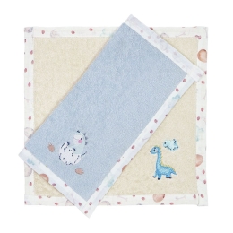 Πετσέτες Βρεφικές Sweet Dino (Σετ 2τμχ) Beige-Blue Nima Σετ Πετσέτες 30x30cm 100% Βαμβάκι
