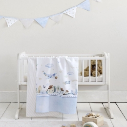Σεντόνια Βρεφικά Boy's World (Σετ 2τμχ) White-Blue Nima Λίκνου 70x110cm 100% Βαμβάκι