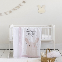 Σεντόνια Βρεφικά Lovely Bunny Σετ 2τμχ) White-Pink Nima Crib 70x110cm 100% Βαμβάκι