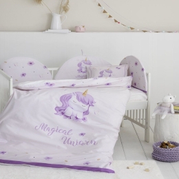 Σεντόνια Βρεφικά Magical Unicorn (Σετ 3τμχ) Lila Nima Κούνιας 120x170cm 100% Βαμβάκι