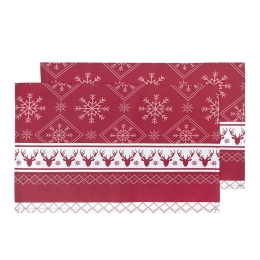 Σουπλά Χριστουγεννιάτικα Christmas Day (Σετ 2τμχ) Red-White Nima 35x50cm
