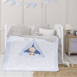 Κουβερλί Βρεφικό Teepee Bear Light Blue Nima 120x170cm Microfiber