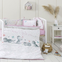 Σεντόνια Βρεφικά Baby Love (Σετ 3τμχ) Pink Nima Κούνιας 120x170cm 100% Βαμβάκι
