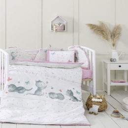 Σεντόνια Βρεφικά Baby Love Με Λάστιχο (Σετ 3τμχ) Pink Nima Κούνιας 70x155cm 100% Βαμβάκι