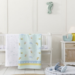 Σεντόνια Βρεφικά Sea Love (Σετ 2τμχ) Mint Nima Λίκνου 70x110cm 100% Βαμβάκι