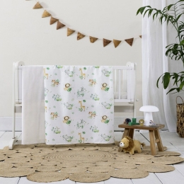 Σεντόνια Βρεφικά Safari Friends (Σετ 2τμχ) White-Green Nima Λίκνου 70x110cm 100% Βαμβάκι