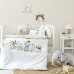 Σεντόνια Βρεφικά Magic Party Με Λάστιχο (Σετ 3τμχ) White-Beige Nima Κούνιας 70x155cm 100% Βαμβάκι