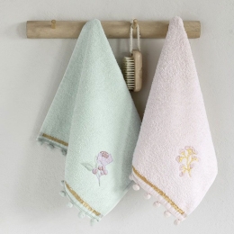 Πετσέτες Floral (Σετ 2τμχ) Pink-Mint Nima Σετ Πετσέτες 30x50cm 100% Βαμβάκι