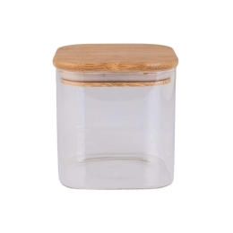 Δοχείο Αποθήκευσης Γυάλινο Essentials 01-12922 550ml 10x10x10,6cm Natural-Clear Estia Γυαλί,Bamboo