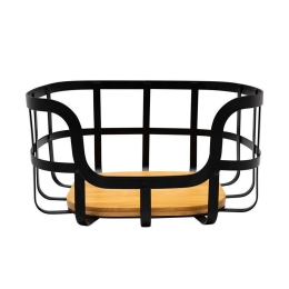Φρουτιέρα Μεταλλική Bamboo Essentials 01-13226 24x24x12,7cm Black-Natural Estia Μέταλλο,Bamboo
