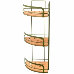 Γωνιακή Ραφιέρα Μπάνιου Bamboo Essentials 02-14865 49x19,5x19,5cm Olive-Natural Estia Μέταλλο,Bamboo