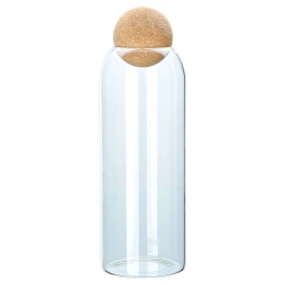 Δοχείο Αποθήκευσης 01-19624 9x9x28,5cm 1300ml Clear-Natural Estia Γυαλί,Φελλός