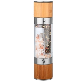 Μύλος Αλατιού - Πιπεριού Διπλός Bamboo Essentials 01-20293 5,2x5,2x22cm Natural-Silver Estia Bamboo,Κεραμικό