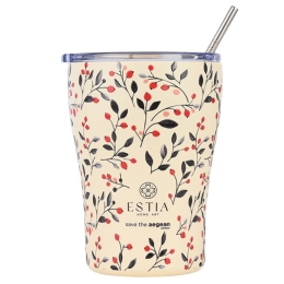 Ποτήρι - Θερμός Με Καλαμάκι Bloom Beige Save The Aegean 01-31701 350ml Beige-Multi Estia