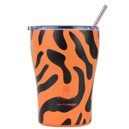 Ποτήρι - Θερμός Με Καλαμάκι Wild Claw Save The Aegean 01-31824 350ml Orange-Black Estia