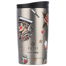 Ποτήρι - Θερμός Old School Ink Save The Aegean 01-31916 350ml Silver-Multi Estia
