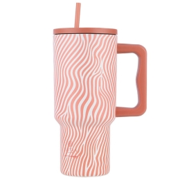 Κούπα - Θερμός Με Καλαμάκι Soft Ripple Tumbler XL Save The Aegean 01-32043 900ml Terra-White Estia