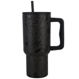 Κούπα - Θερμός Με Καλαμάκι Noir Echo Tumbler XL Save The Aegean 01-32098 900ml Black Estia