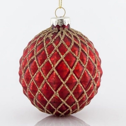 Χριστουγεννιάτικη Μπάλα (Σετ 4Τμχ) 600-42286 8cm Red-Gold