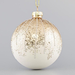 Χριστουγεννιάτικη Μπάλα (Σετ 4Τμχ) 600-42425 8cm Beige-Gold