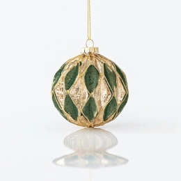 Χριστουγεννιάτικη Μπάλα (Σετ 4Τμχ) 600-45039 10cm Gold-Green