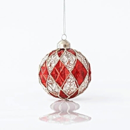 Χριστουγεννιάτικη Μπάλα (Σετ 4Τμχ) 600-45100 8cm Red-Silver