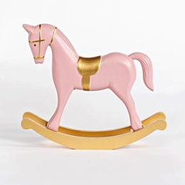 Χριστουγεννιάτικη Φιγούρα Little Horse 600-45221 26,5x6,5x23cm Pink-Gold