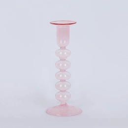 Κηροπήγιο Γυάλινο Φούσκα 600-42899 8x25,5cm Pink