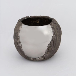 Κασπώ 752-18071 18,5x18,5x15cm Silver-Brown Estheti Home Κεραμικό