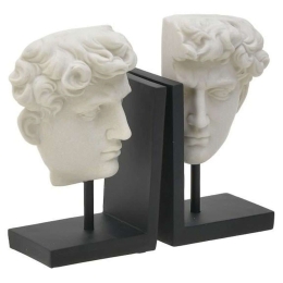 Βιβλιοστάτης (Σετ 2Τμχ) 3-70-497-0023 28x9x25cm Black-White Inart Πολυρεσίνη