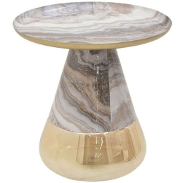 Τραπεζάκι Βοηθητικό Εμαγιέ 3-50-650-0047 Φ50x49cm Grey-Gold