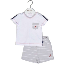 Παιδικό Σετ Μπλουζάκι Με Σορτς Jersey Organic 49-2121 Ριγέ Grey Nautica Νο68/73 100% Βαμβάκι