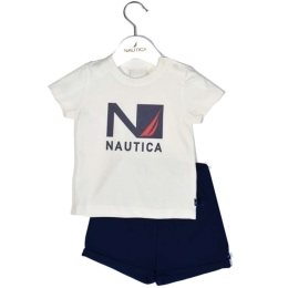 Παιδικό Σετ Μπλουζάκι Με Σορτς Jersey 49-2021 Ecru-Navy Nautica Νο98 100% Βαμβάκι