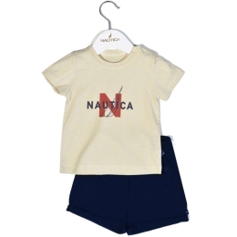 Παιδικό Σετ Μπλουζάκι Με Σορτς Jersey 49-2021 Beige-Navy Nautica Νο68/73 100% Βαμβάκι