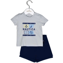 Παιδικό Σετ Μπλουζάκι Με Σορτς Jersey 49-2021 Grey-Navy Nautica Νο80/85 100% Βαμβάκι