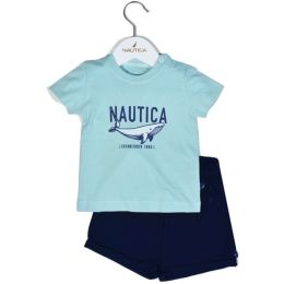 Παιδικό Σετ Μπλουζάκι Με Σορτς Jersey 49-2021 Mint-Navy Nautica Νο68/73 100% Βαμβάκι