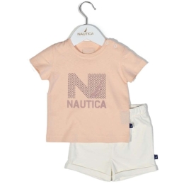Παιδικό Σετ Μπλουζάκι Με Σορτς Jersey 49-2021 Salmon-Ecru Nautica Νο92 100% Βαμβάκι