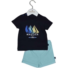 Παιδικό Σετ Μπλουζάκι Με Σορτς Jersey 49-2021 Navy-Mint Nautica Νο68/73 100% Βαμβάκι