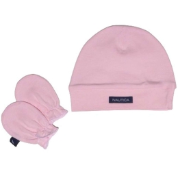 Σετ Σκουφάκι & 2 Γαντάκια 16 49-9748/16 Pink Design Nautica Από Νεογέννητο 100% Βαμβάκι