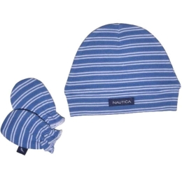 Σετ Σκουφάκι & 2 Γαντάκια 24 49-9748/24 Ρίγα Blue-White Design Nautica Από Νεογέννητο 100% Βαμβάκι