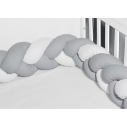 Πάντα - Πλεξούδα Κούνιας Τριπλή Des.3150 White-Grey Baby Oliver 20x200cm 100% Βαμβάκι