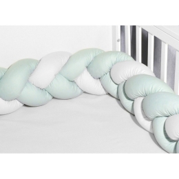 Πάντα - Πλεξούδα Κούνιας Τριπλή Des.3130 White-Mint Baby Oliver 20x200cm 100% Βαμβάκι