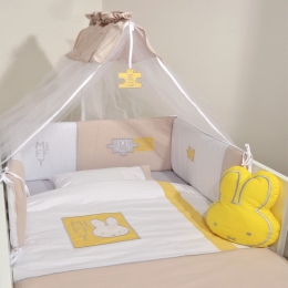 Σετ Κούνιας Des.64 9τμχ Με Σίδερο Κουνουπιέρας Beige Miffy Microfiber-Polyester