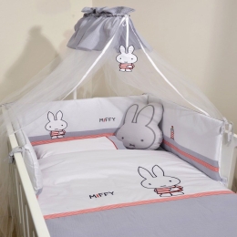 Σετ Κούνιας Des.65 9τμχ Με Σίδερο Κουνουπιέρας Grey Miffy Microfiber-Polyester
