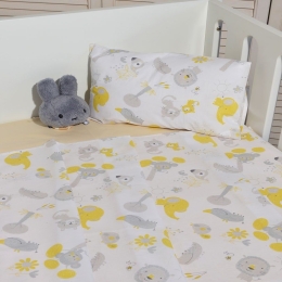 Σεντόνια Βρεφικά Σχέδιο 203 (Σετ 2τμχ) Grey-Yellow Baby Oliver Λίκνου 80x100cm 100% Βαμβάκι